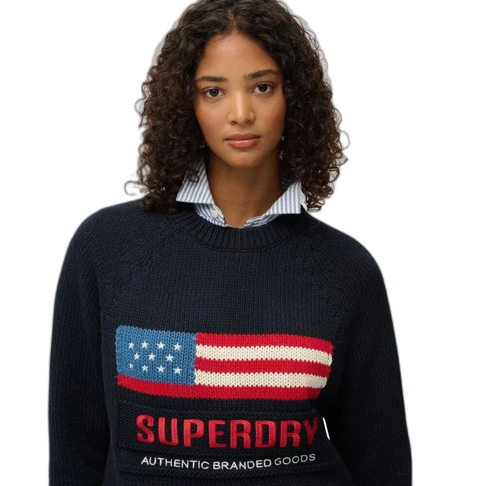Женский пуловер с круглым вырезом и регланом Americana Superdry, Blau — фото 4