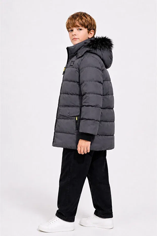 Детское пальто для девочек с капюшоном Regos, Gray — фото 4