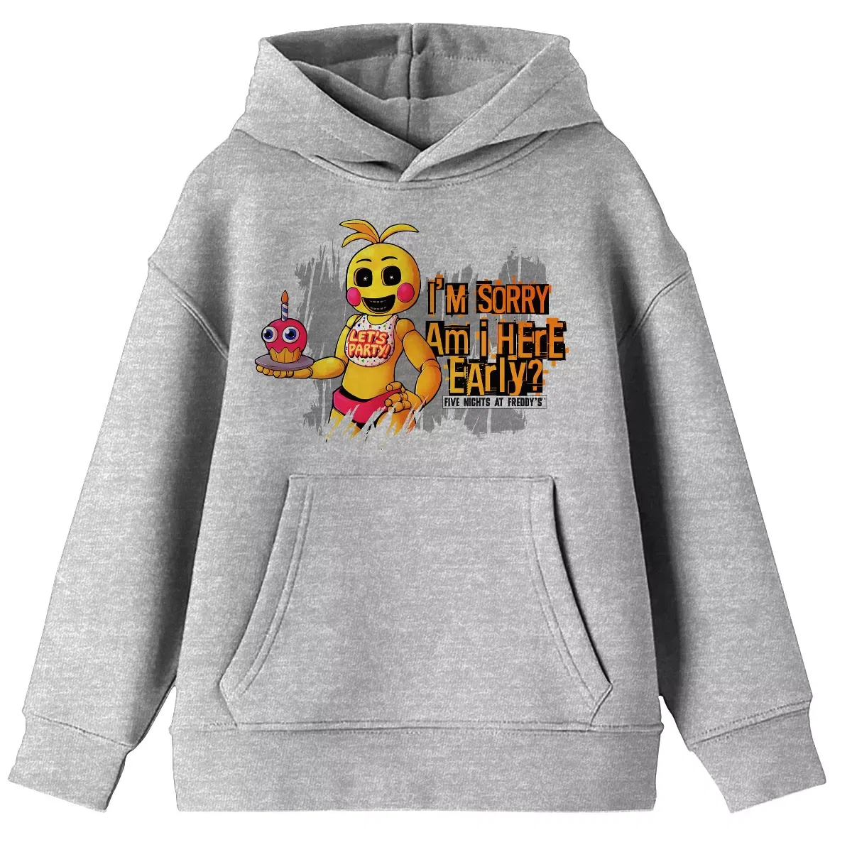 Детский худи с принтом Five Nights at Freddy's Chica Let's Go Somewhere Private So I Can Eat You, Heather Gray — фото 4