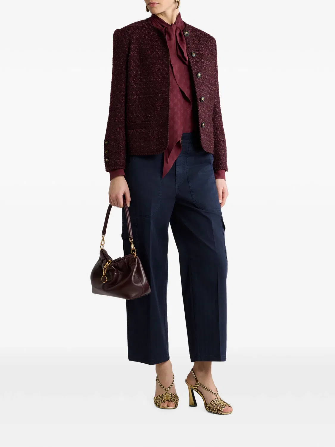 Твидовый жакет из смесовой шерсти Etro, фиолетовый — фото 2