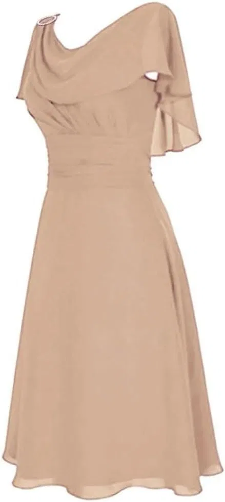 Женское шифоновое платье А-силуэта с коротким рукавом Solid, Beige — фото 2