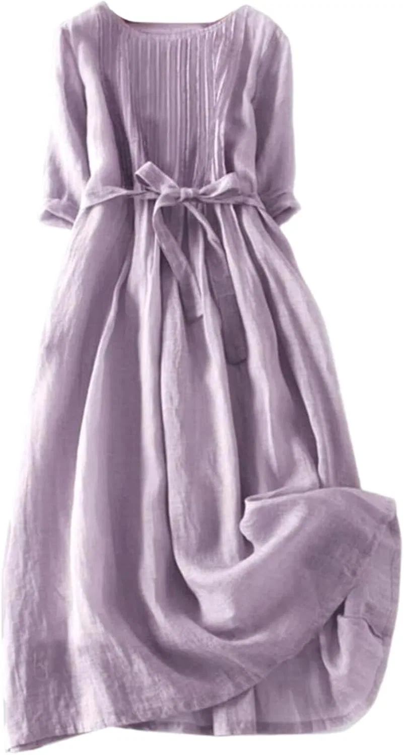 Женское летнее платье макси с цветочным принтом Cotton, Purple