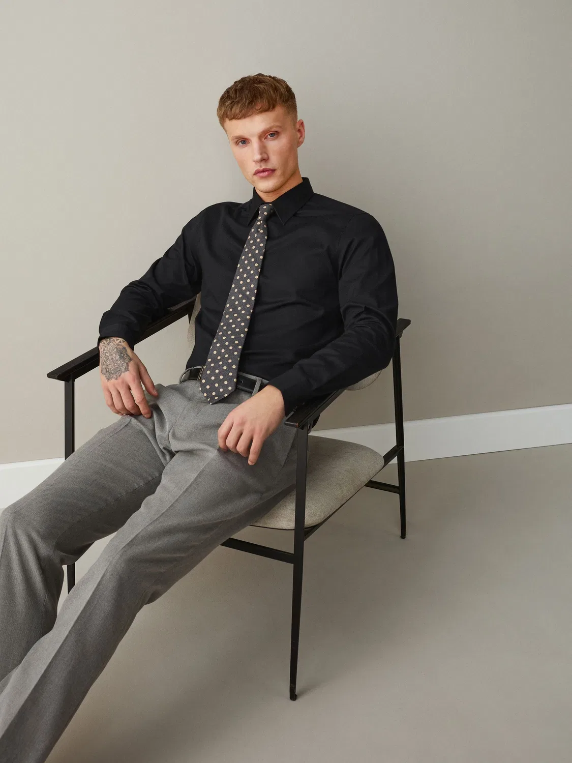Рубашка с текстурой, slim fit, Black Next, черный — фото 3