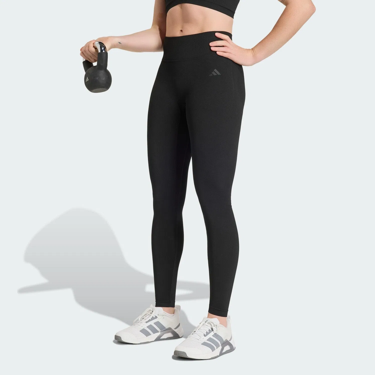 Женские леггинсы с высоким поясом Workout Essentials Knit Scrunch 7/8 Leggings, Adidas, Schwarz