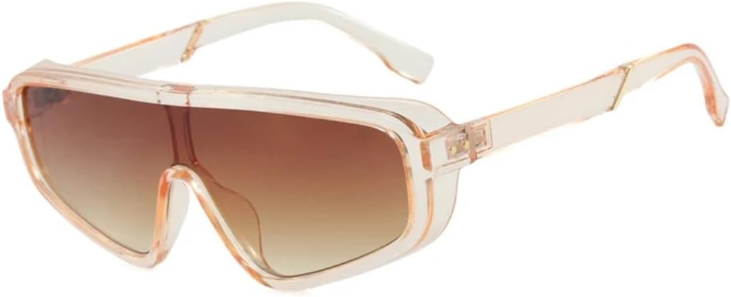 

Мужские солнцезащитные очки в массивной оправе-щитке, роскошные цельные очки в стиле панк, женские модные очки-маска с защитой от УФ-излучения UV400 VVTWSSW, Tea Coffee