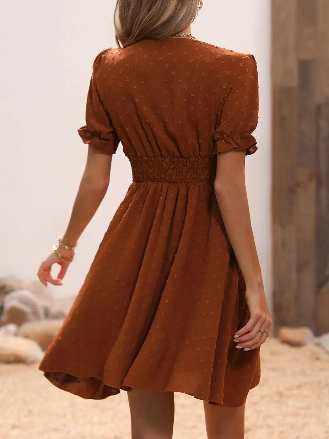 Женское летнее платье A-силуэта с воланами и рюшами Burnt Orange — фото 2