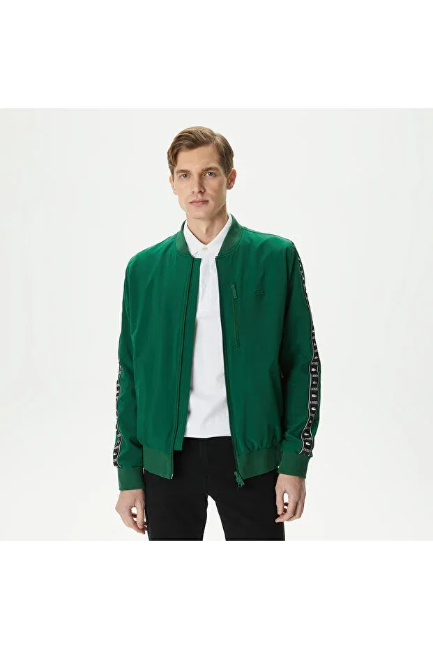 Мужская куртка-бомбер с принтом Lacoste, Зеленый