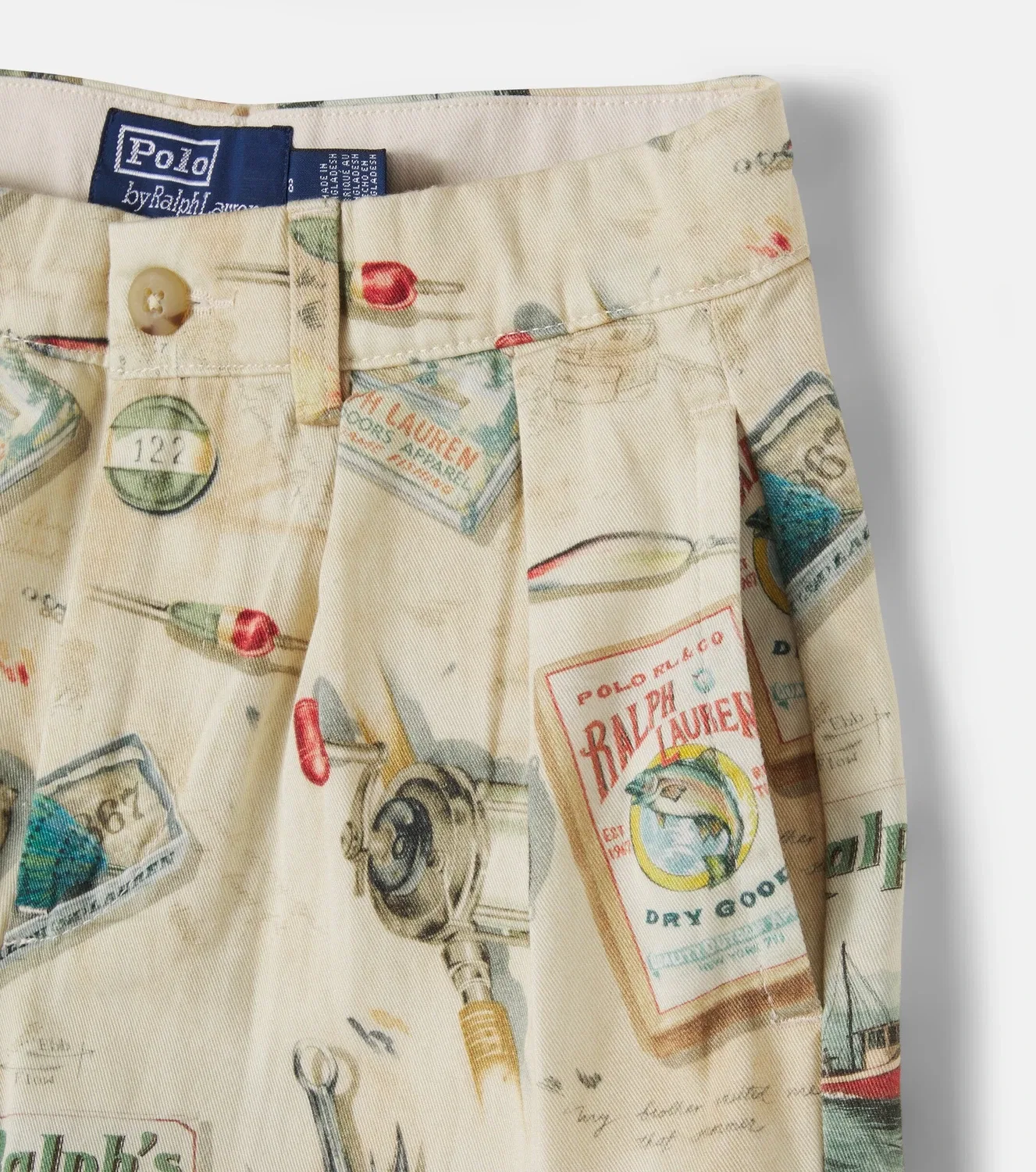 Шорты джинсовые с принтом Polo Ralph Lauren Kids, бежевый — фото 4