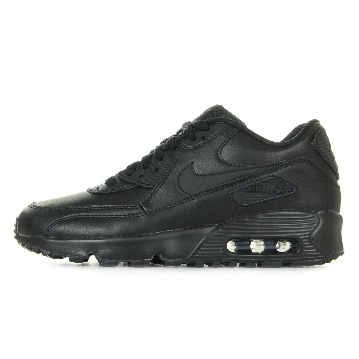 Детские кроссовки для мальчиков с кожаным верхом NIKE Air Max 90 LTR (GS), Черный Black 001 — фото 2