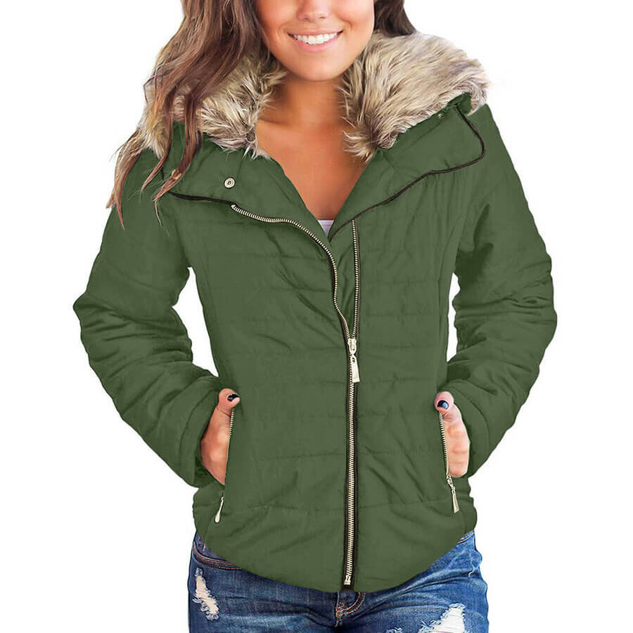 

Куртка Luvamia Women Casual Warm Winter Faux Fur Quilted, зеленый