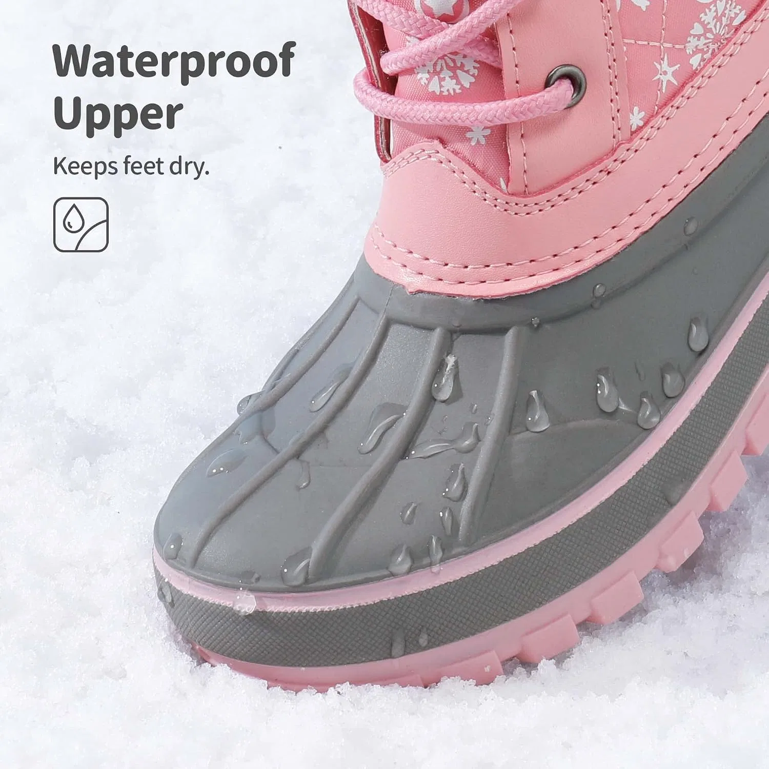 Детские зимние ботинки для девочек снегозащитные DREAM PAIRS, Pink — фото 3