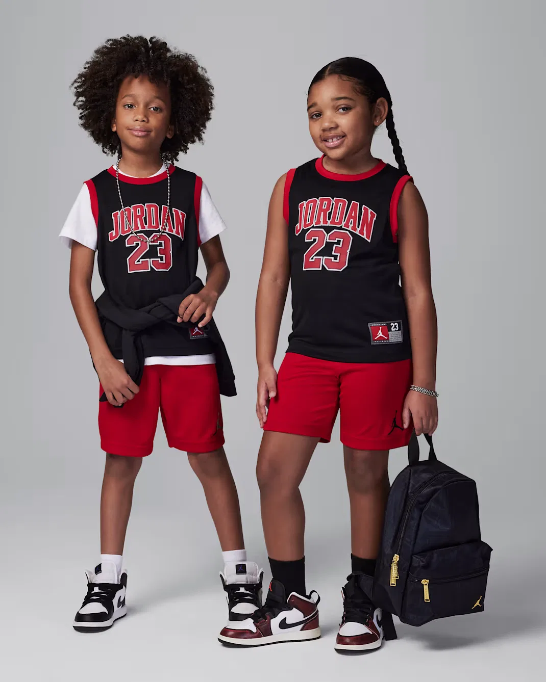 Детский комплект футболок Jordan 23, Black/Gym Red