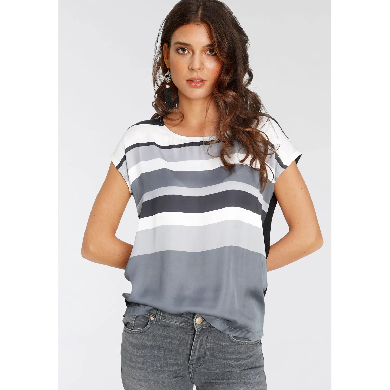 Женский блузка-топ в полоску Laura Scott, Black/Gray Striped