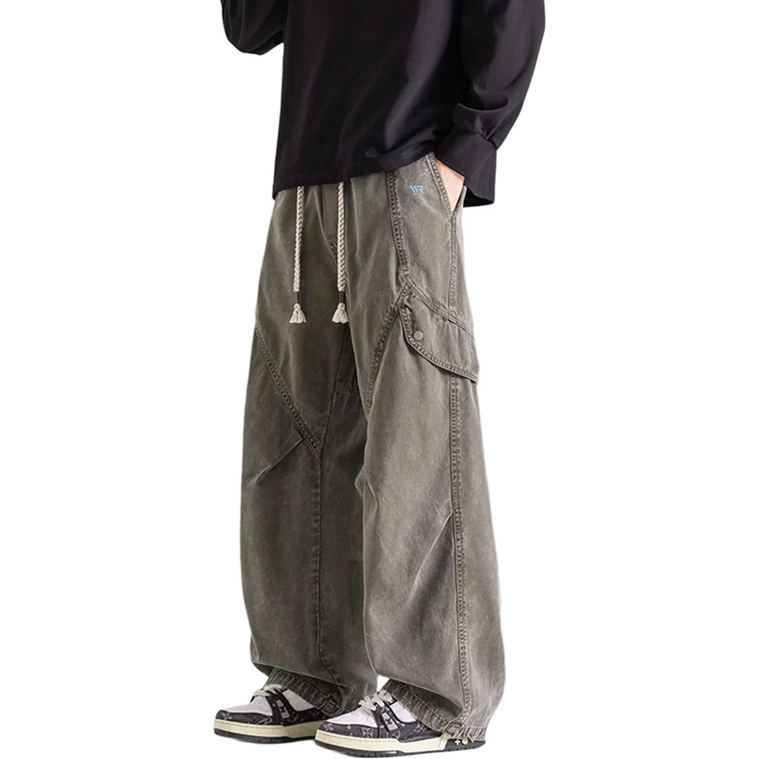 Детские джинсы свободного кроя с широкими штанинами Unisex Thin Wide Leg Pants WARRIOR, Black — фото 3
