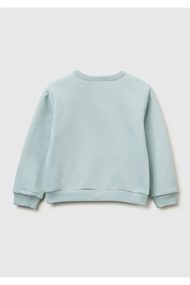 Детская толстовка для девочек с принтом United Colors Of Benetton, Water Green — фото 2
