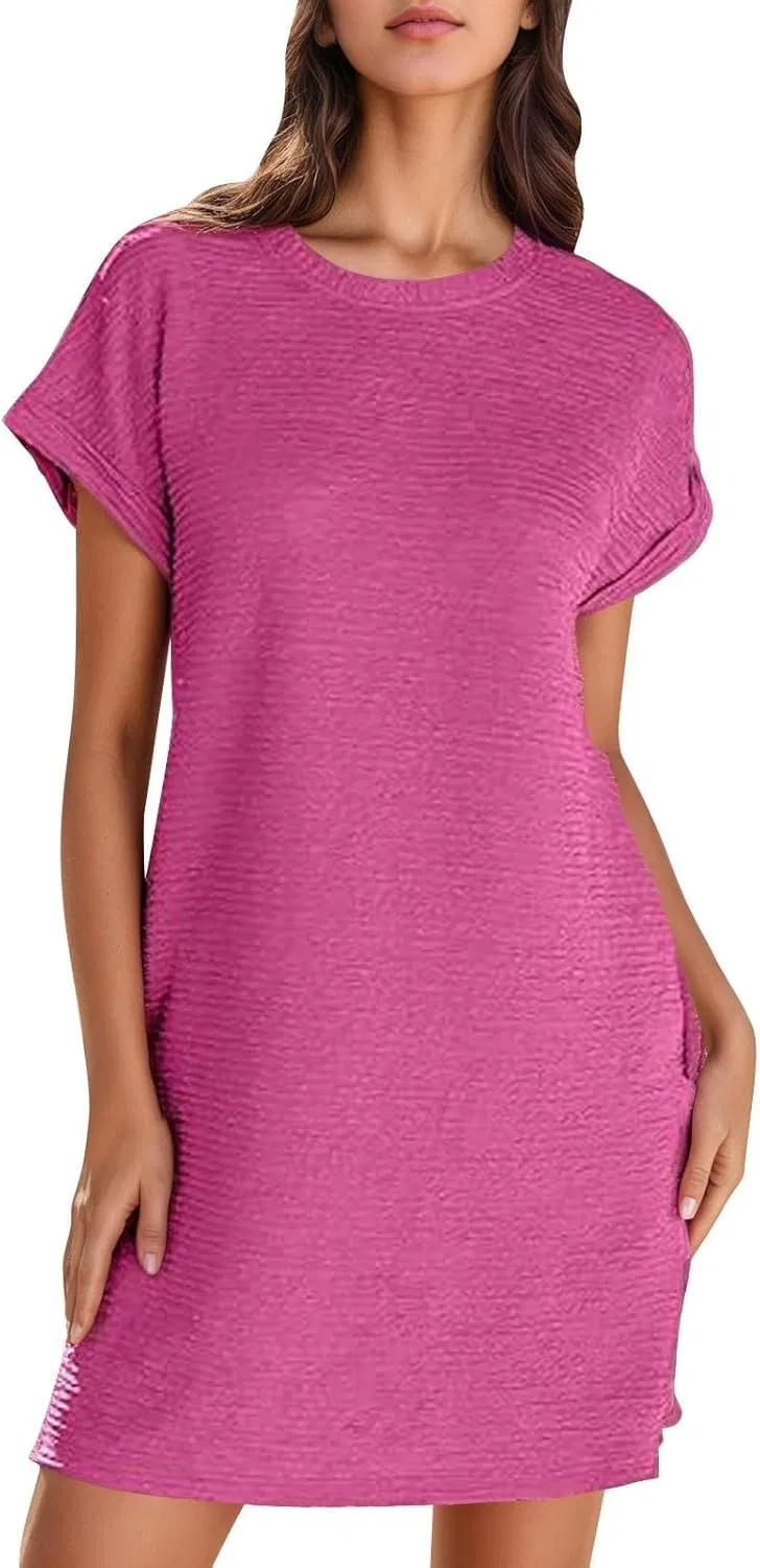 Женское летнее платье свободного кроя A-line, Hot Pink