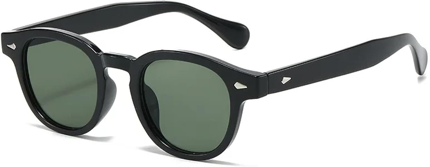 

Круглые солнцезащитные очки для женщин и мужчин, с заклепками, черепаховой оправы, очки для вождения, леопардовый принт, синие очки, защита от УФ-излучения UV400 DSVIGF, Black Darkgreen