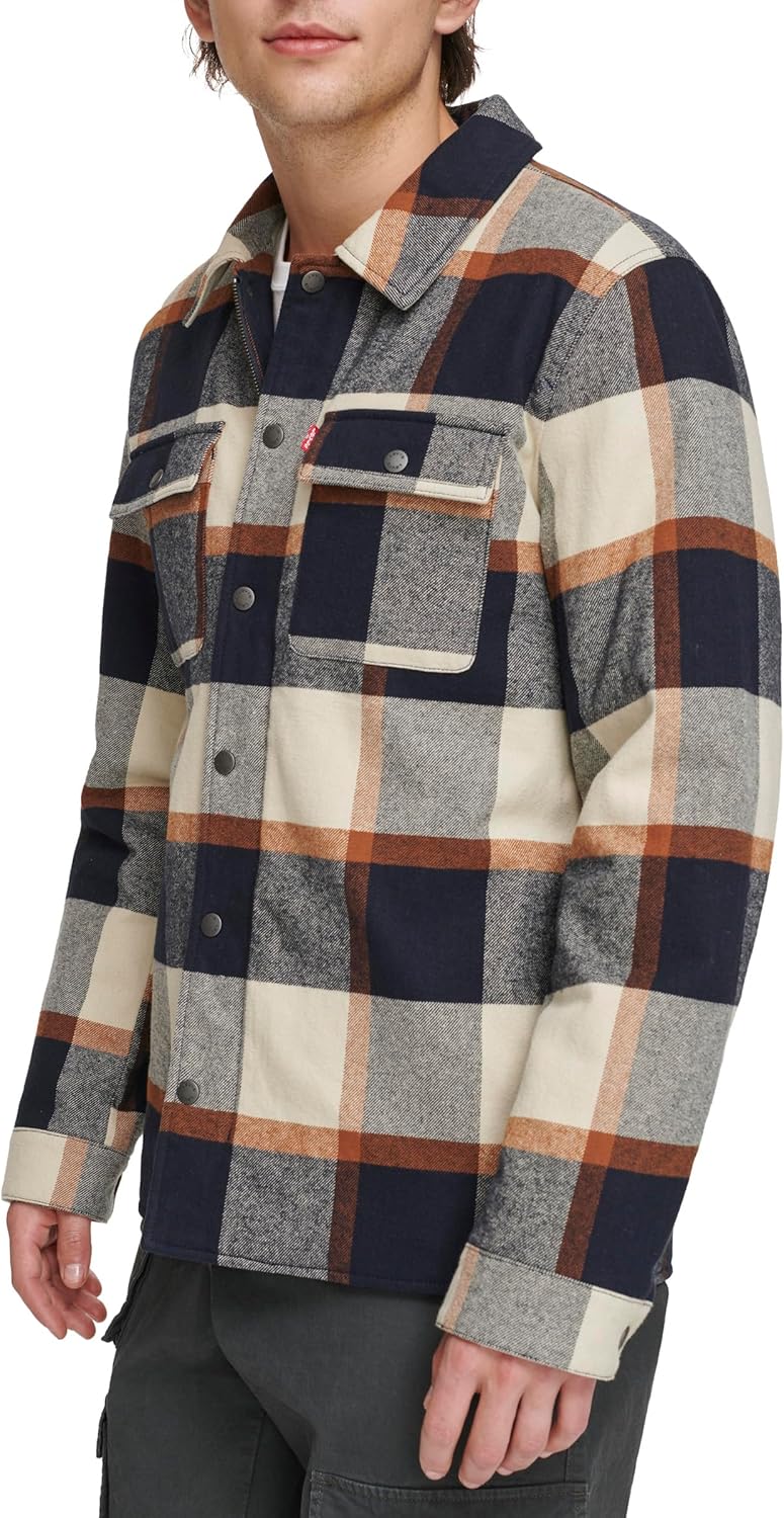 Мужская клетчатая куртка-рубашка Levi's с капюшоном и подкладкой из шерпы (стандартные размеры, большие и высокие), Skater Plaid — фото 3