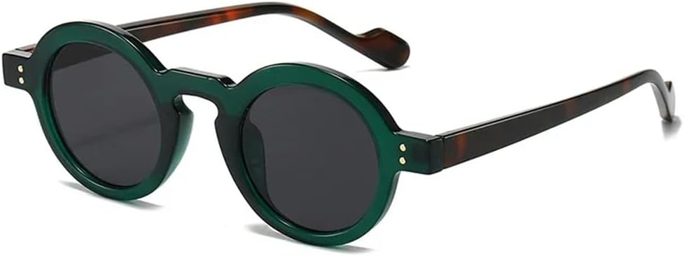 

Маленькие круглые солнцезащитные очки для женщин и мужчин с защитой от УФ-излучения UV400 в стиле панк, для занятий спортом на открытом воздухе, бега и путешествий UYPTK, Green Leopard Grey