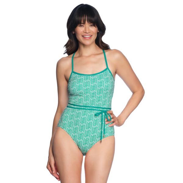 

Цельный купальник с завязкой на талии Loft, цвет irish green