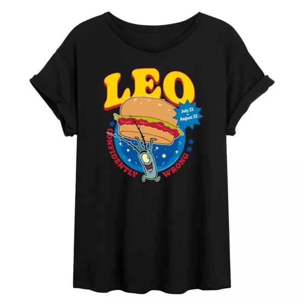 

Футболка Juniors Sponge Bob Squarepants Plankton Leo oversize Nickelodeon, черный