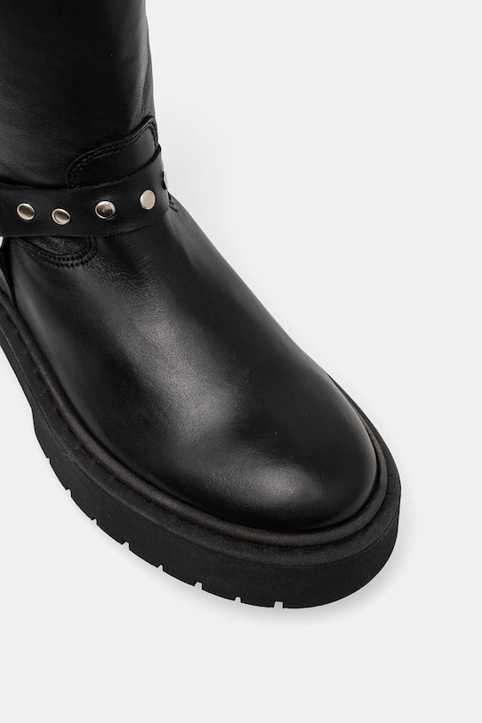 Женские сапоги Steve Madden Gayet кожаные в байкерском стиле, черный — фото 4