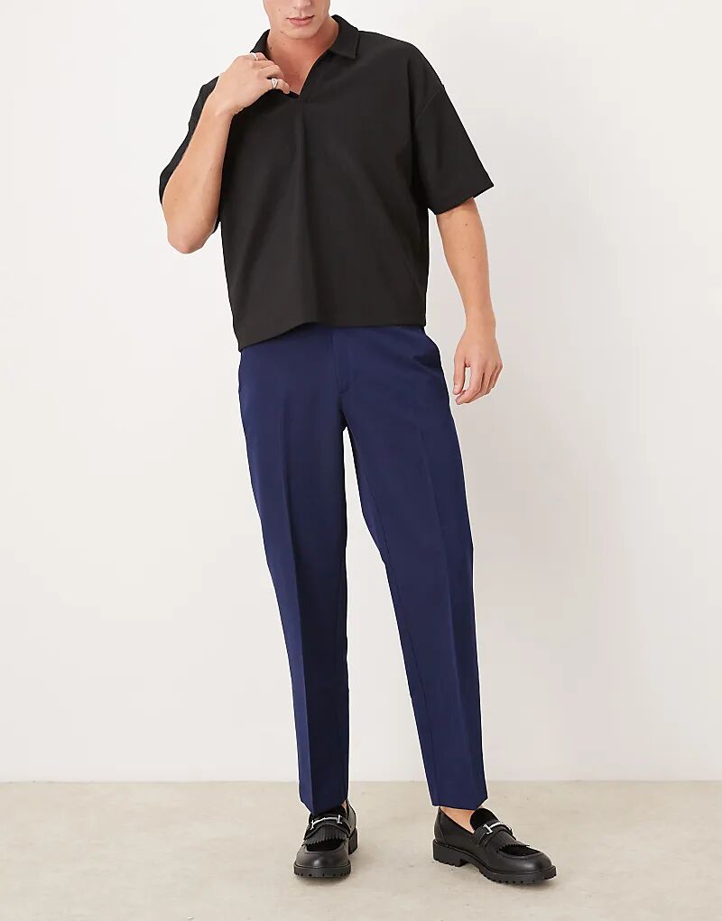 

Элегантные прямые брюки темно-синего цвета ASOS DESIGN