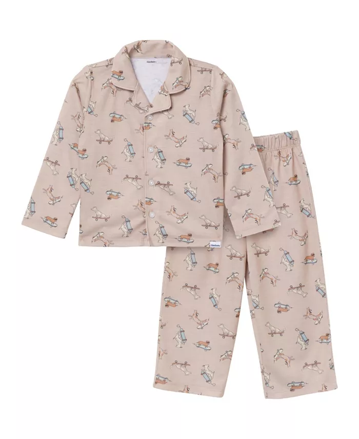 

Детский пижамный комплект для мальчиков из 2 предметов Button Up Gerber, коричневый