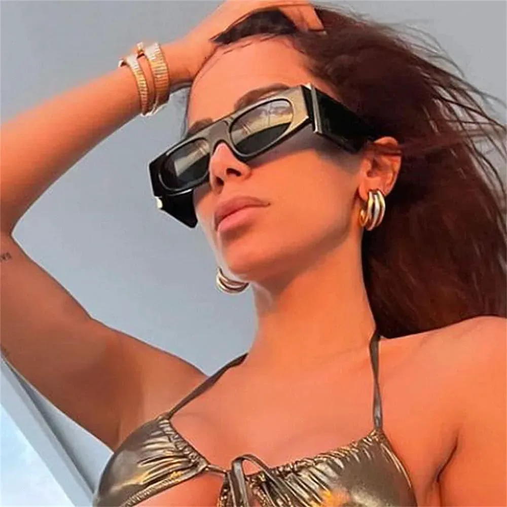 

Солнцезащитные очки прямоугольной формы для женщин, винтажные солнцезащитные очки для мужчин и женщин, очки с защитой от УФ-излучения UV400 HDUBFY, Blackgray