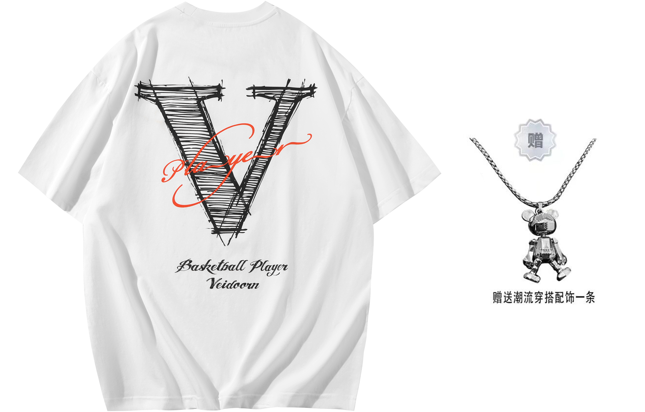 

Футболка с короткими рукавами унисекс VEIDOORN, Embroidery Floral White