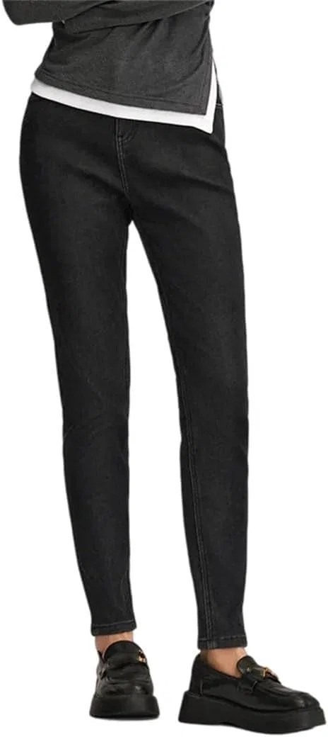 Утепленные джинсы с начесом, Women Fleece Lined Skinny Jeans, Black