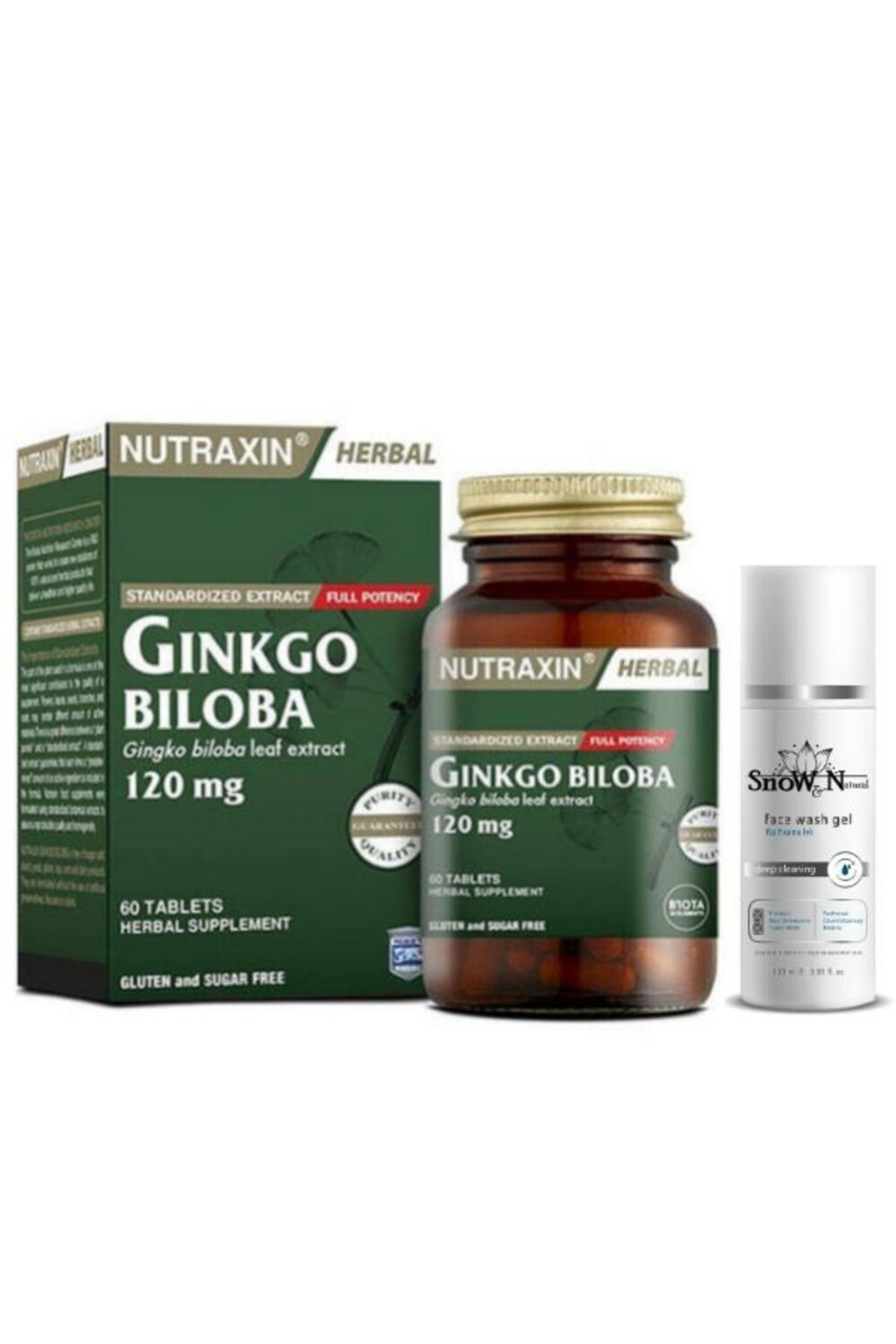 

Nutraxin Гинкго билоба 120 мг 60 капсул + очищающий гель для лица 100 мл подарок