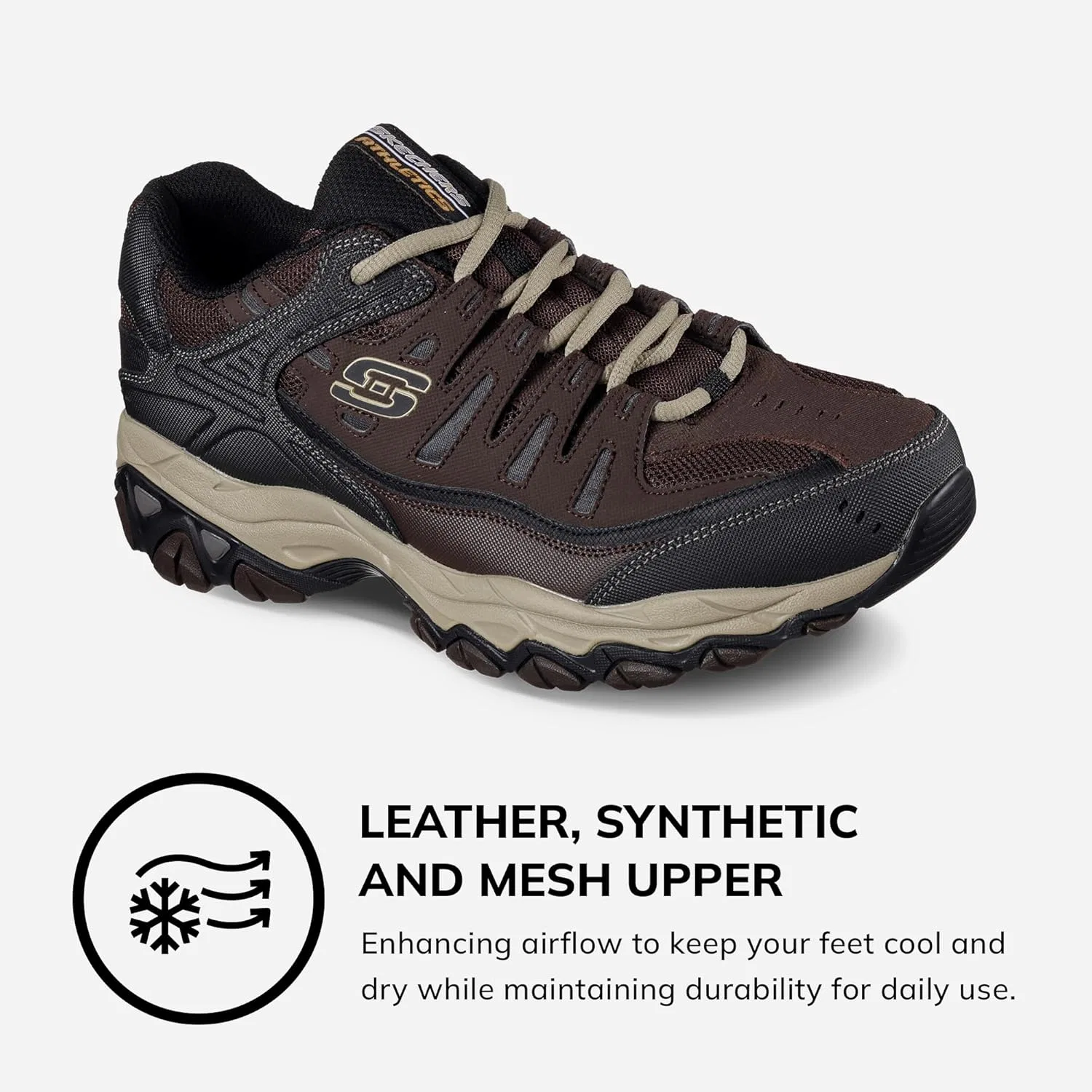 Мужские кроссовки Skechers Sport Afterburn Memory Foam Lace, 2-Brown Taupe — фото 4