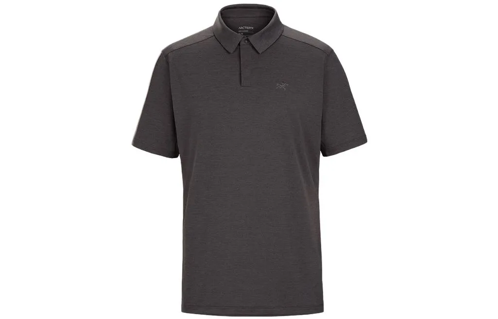 Футболка-поло мужская с воротником, умеренно прямого кроя Arcteryx, Black Gray/Black Heather