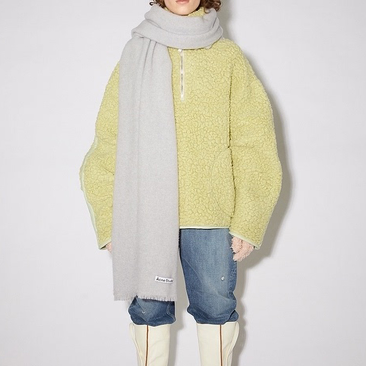 Acne Studios Вязаный шарф унисекс светло-серый меланж, Light Heather Gray — фото 3