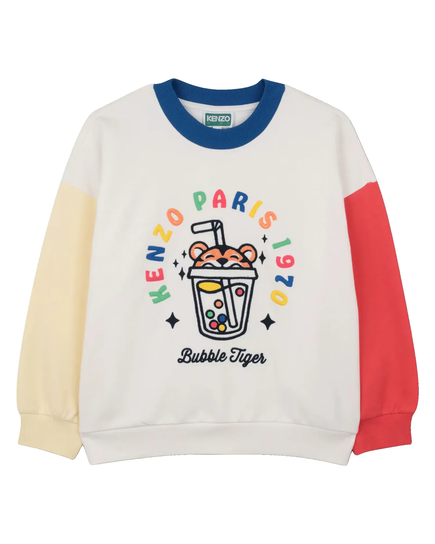 Детский свитшот с длинным рукавом без капюшона с узором из хлопка Kenzo Kids, белый