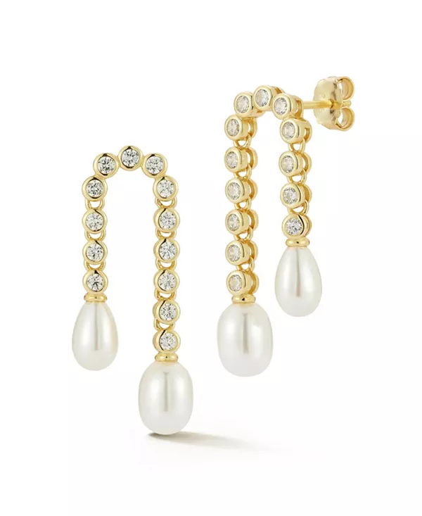 

Серьги-Подвески из стерлингового серебра 14 карат с теннисным жемчугом Rachel Zoe, gold