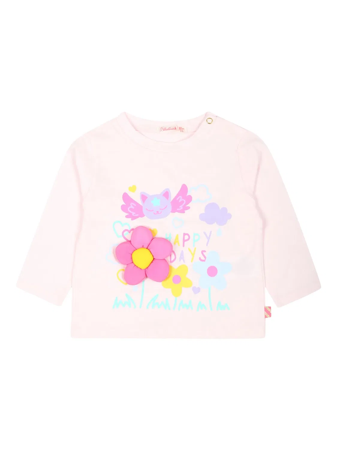 Футболка с цветочной аппликацией Billieblush, розовый