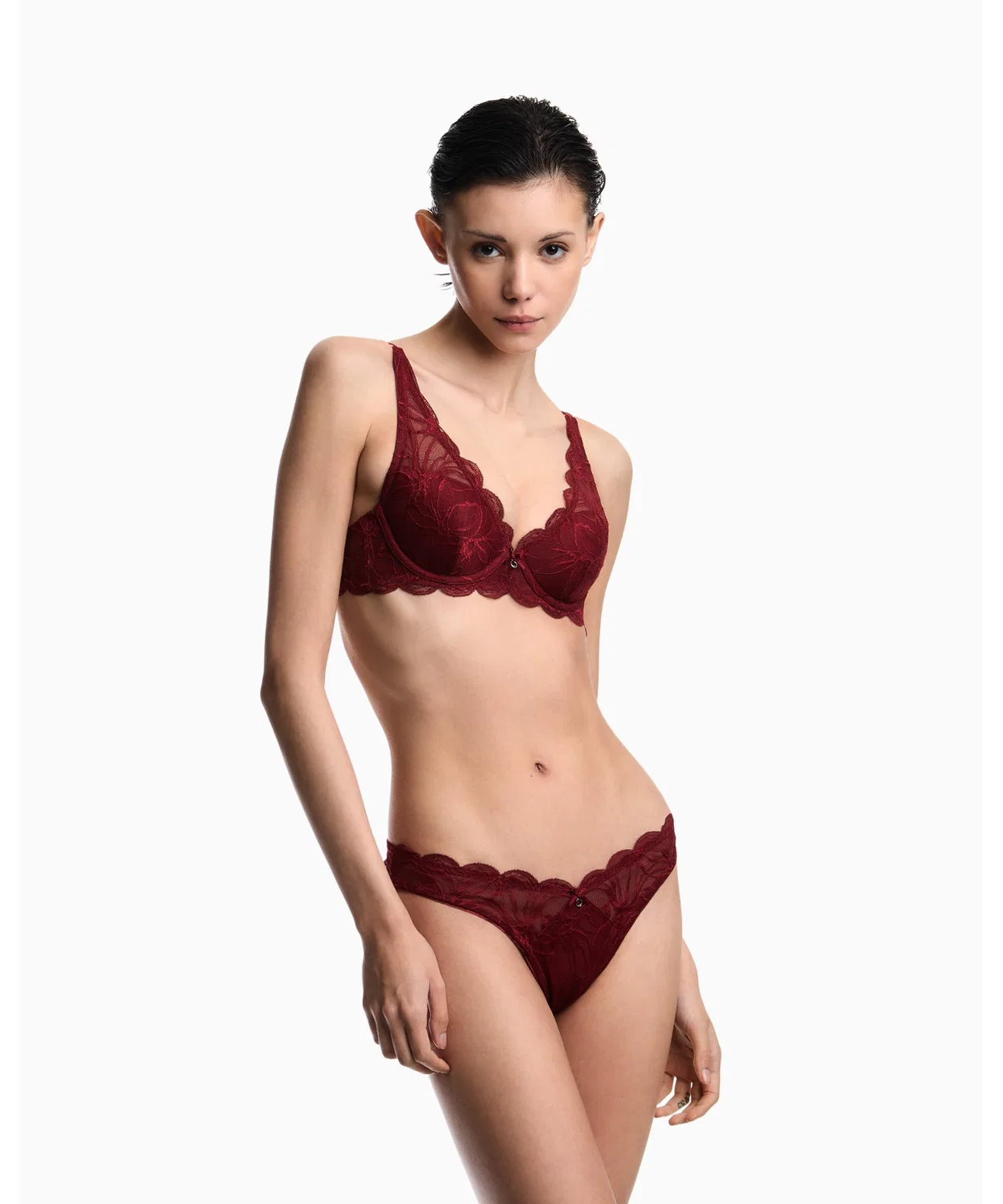 Женские трусы с цветочным кружевом Emporio Armani, Red