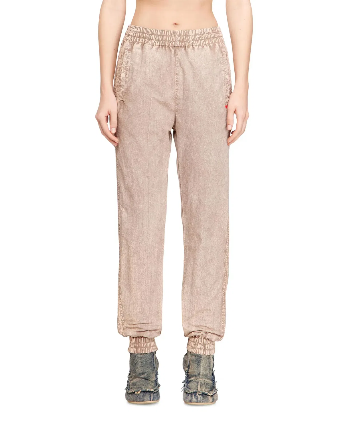 Женские спортивные брюки из нейлона с лампасами Diesel, Natural