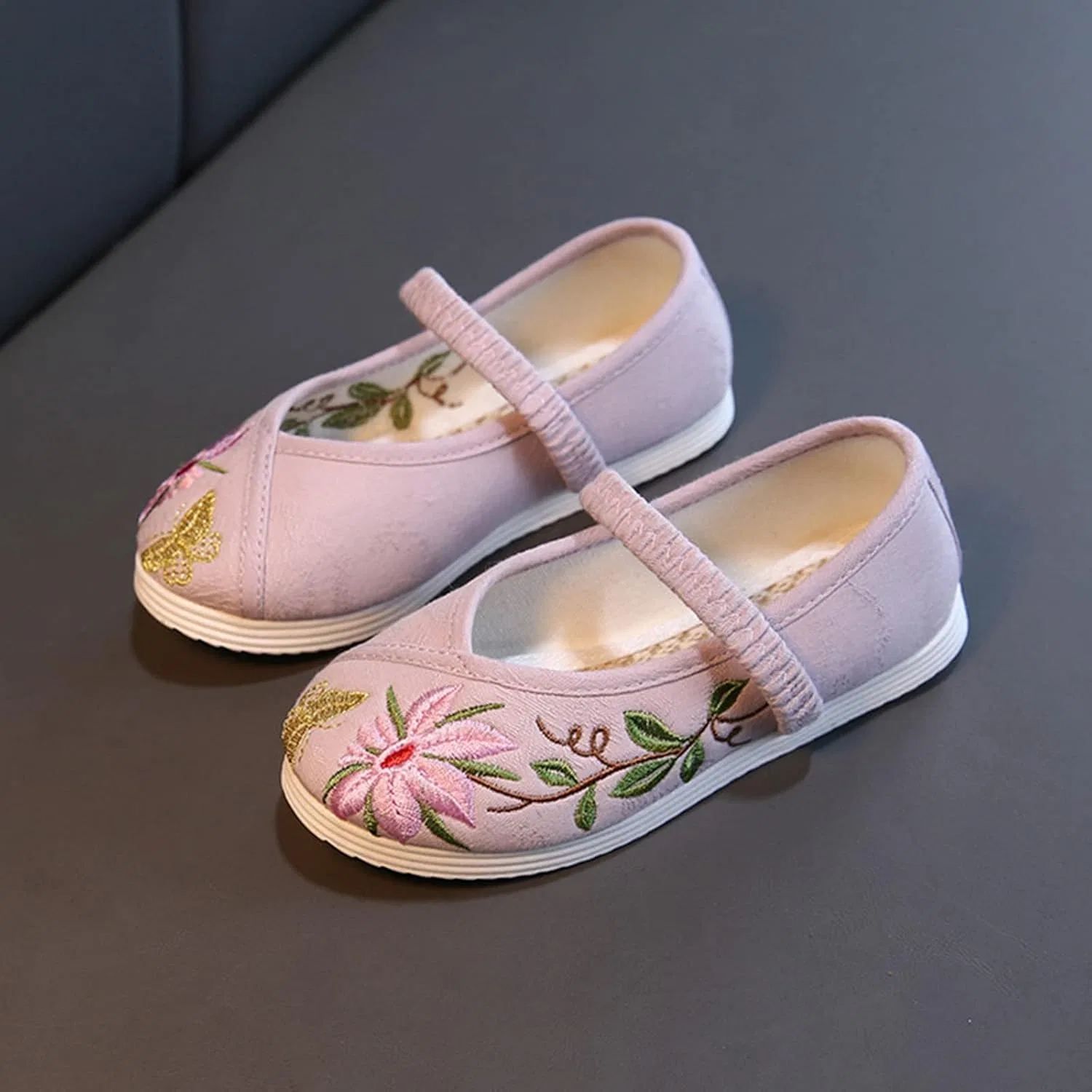 Детские туфли для девочек с вышивкой Hanfu Shoes, Purple — фото 2