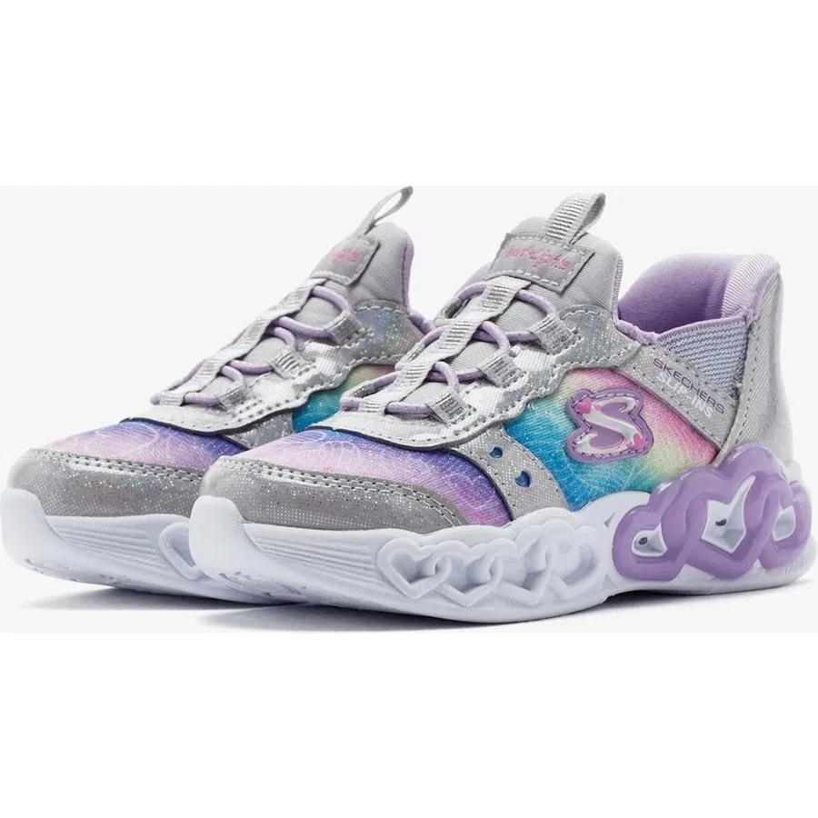 Детские кроссовки с подсветкой Infinite Heart Lights Eternal Shimmer Skechers, Серо-розовый — фото 2