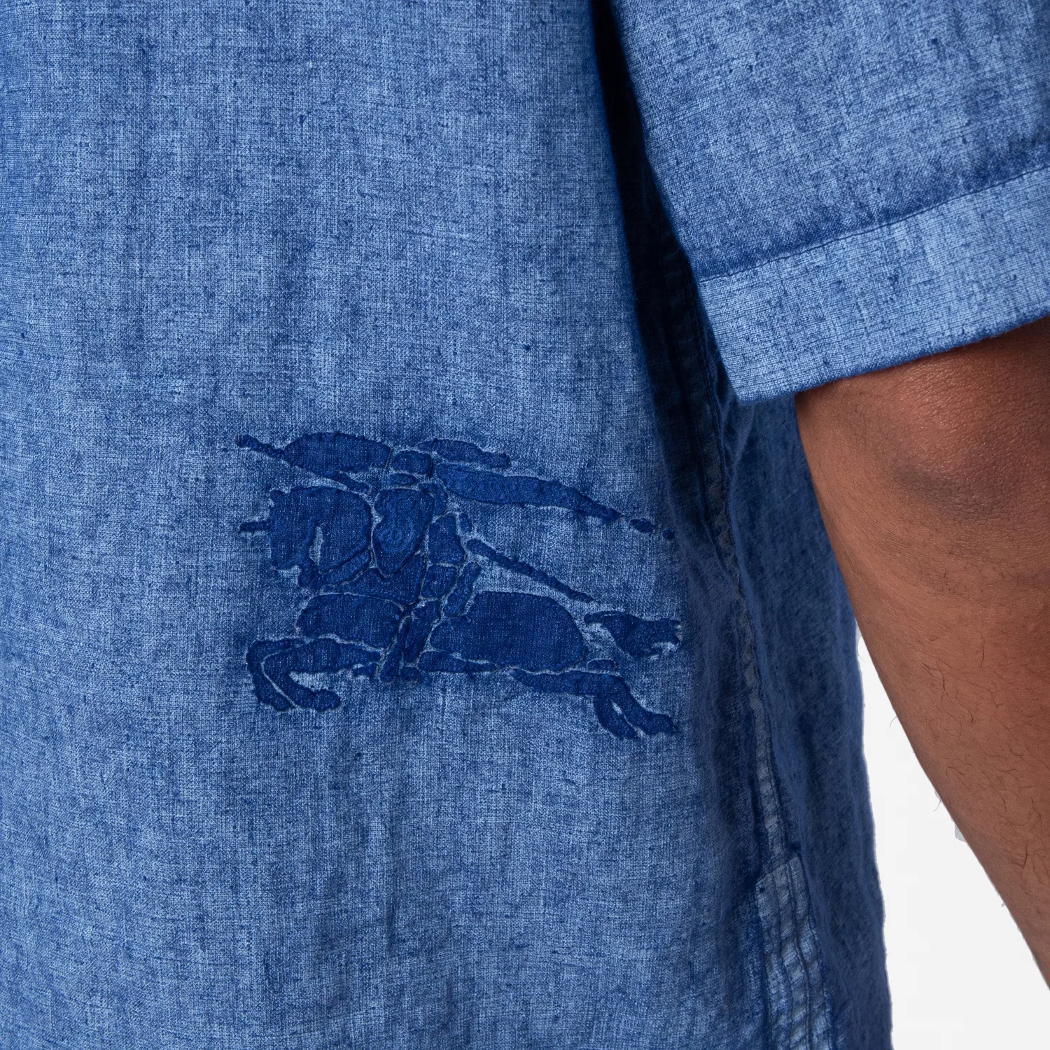 Рубашка с коротким рукавом из льна Short-Sleeved EKD Logo Linen Shirt Burberry, Knight — фото 2