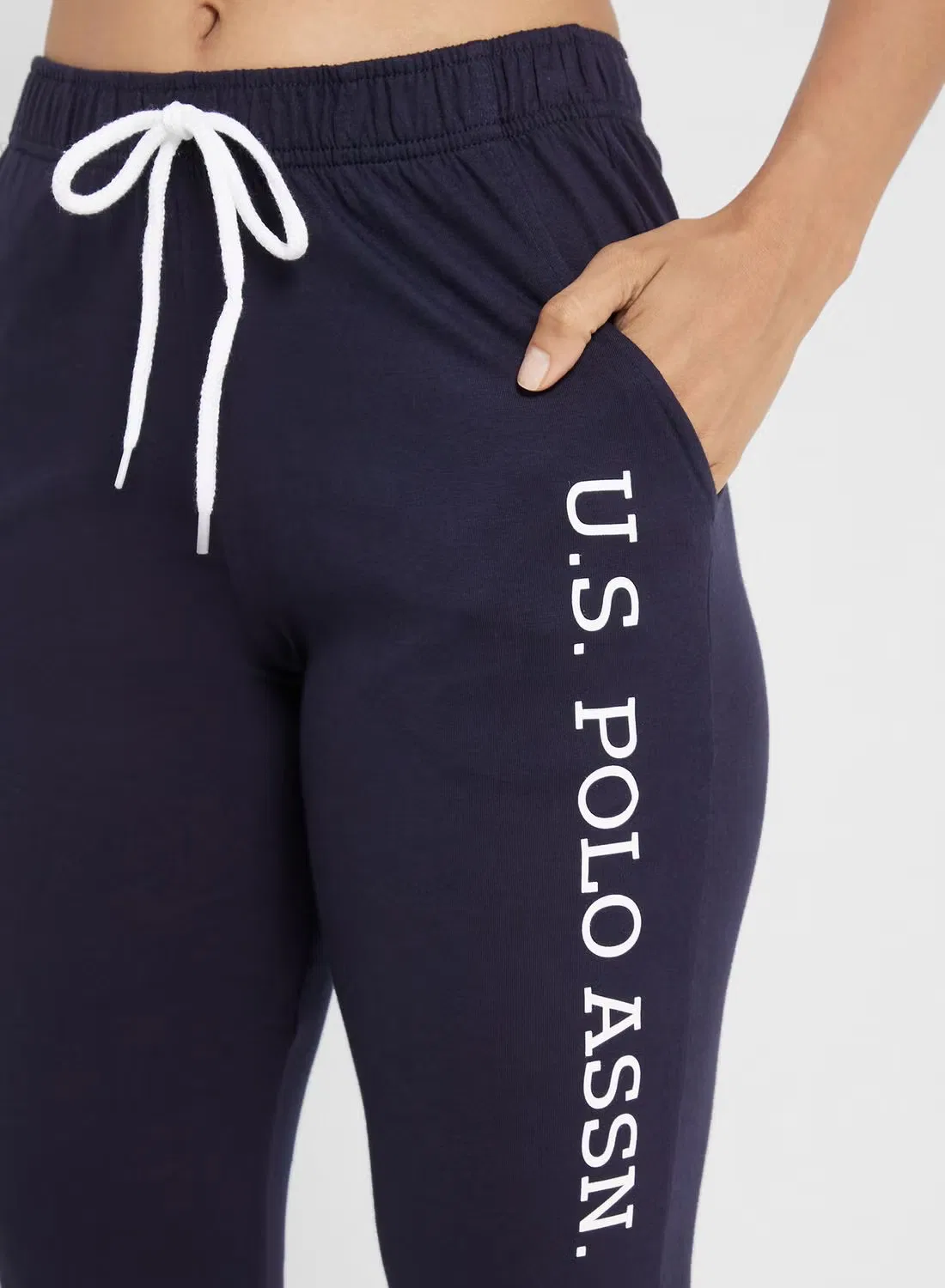 Штаны на резинке с логотипом U.S. Polo Assn., темно-синий — фото 3