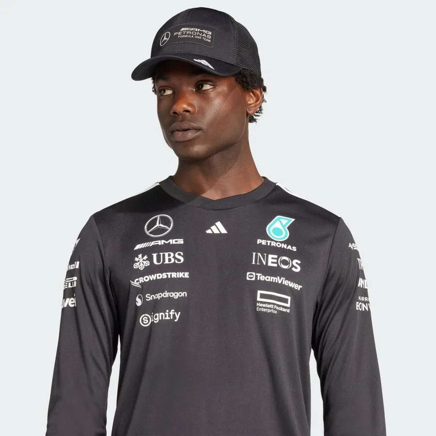 Спортивная футболка с длинным рукавом Mercedes-AMG Petronas Formula One Team Driver Jersey adidas, Черный — фото 4