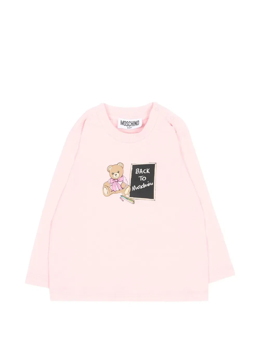 Футболка с длинным рукавом с графическим изображением плюшевого мишки Moschino Kids, розовый