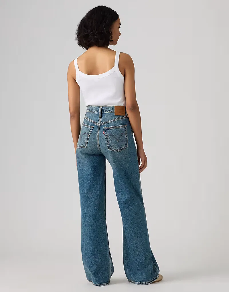 Джинсы Levi's Ribcage с широкими штанинами, темно-синие