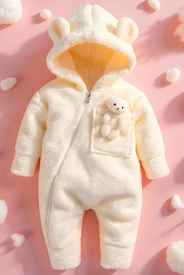 Детский комбинезон для девочек и мальчиков плюшевый X silk atlas girl boy baby and child teddy bear jumpsuit Gumbuloy, Ecru