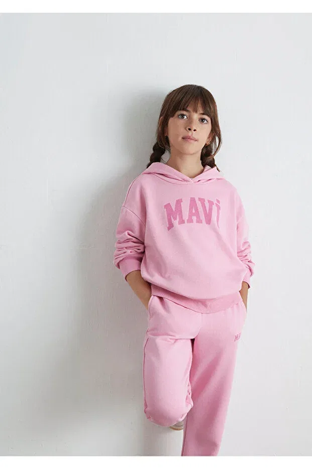 Детское худи для девочек с принтом Mavi, Pink — фото 2