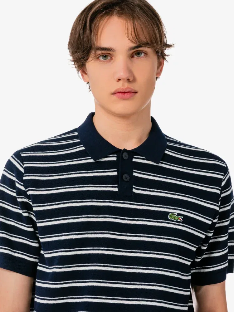 Свитер мужской с поло, мульти-полоска LACOSTE, Navy — фото 2